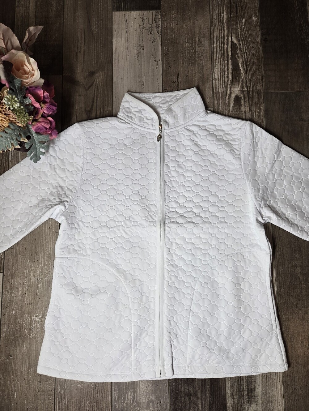 SDI Women’s White Textured Quilted Full-Zip Jacket Size Large NWOT - Picture 14 of 16